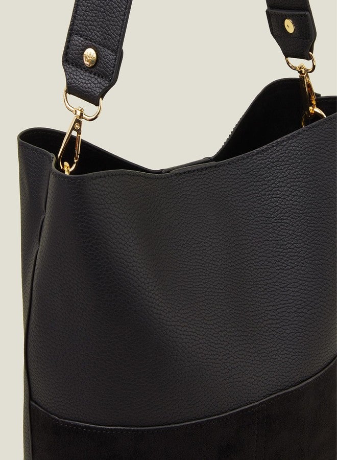 أكسيسورايز حقيبة كتف دلو سوداء من أكسسورايز لندن للنساء | حقائب يد للنساء - Image 5